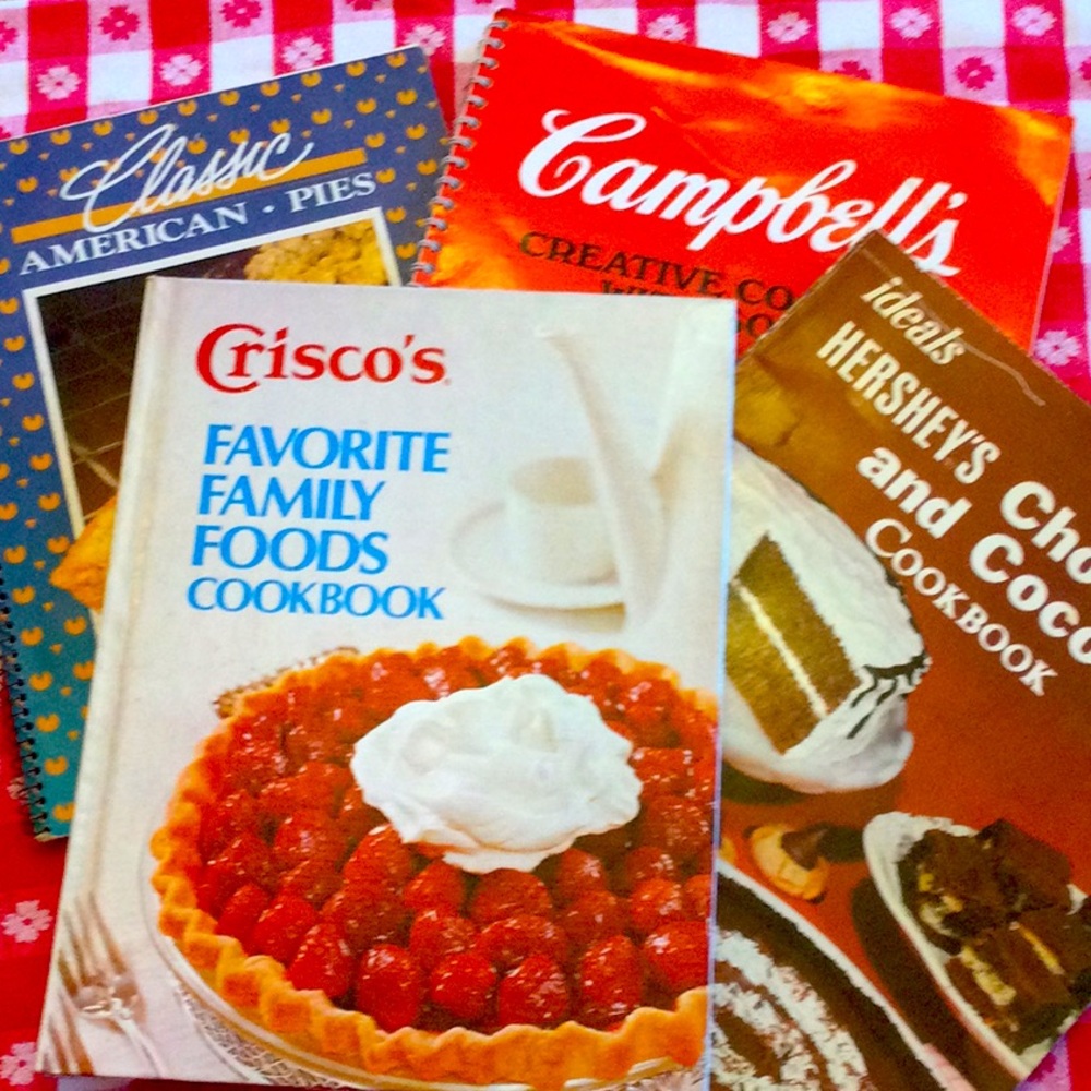 Set of four vintage cookbooks. Crisco, Keebler, Campbell’s and Hershey’s